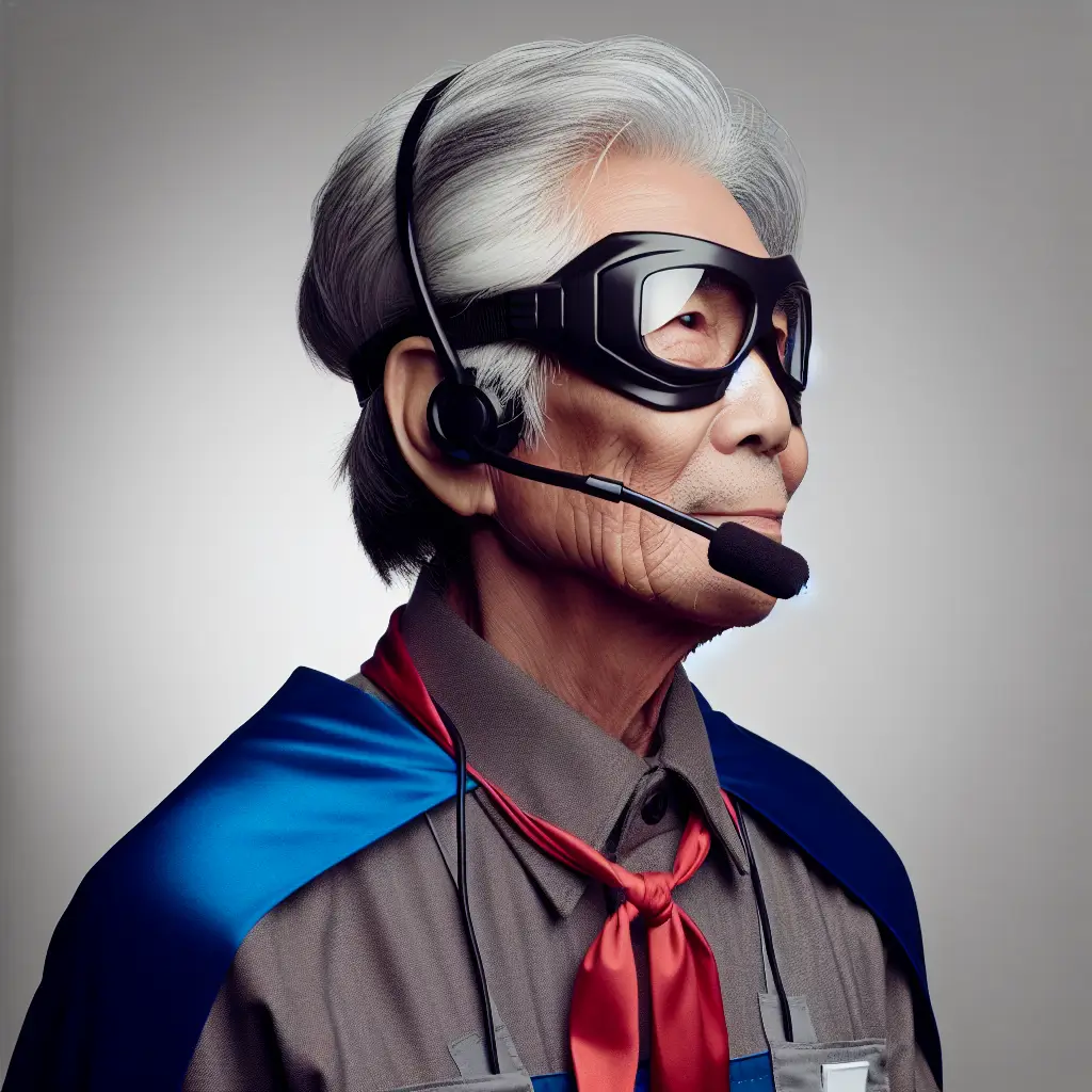 A screenshot of Free Avatar: Elderly Asian Superhero Software Developer