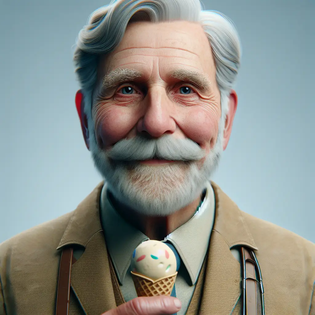 A screenshot of Free Avatar: Elderly Speech-Language Pathologist Enjoying Ice Cream