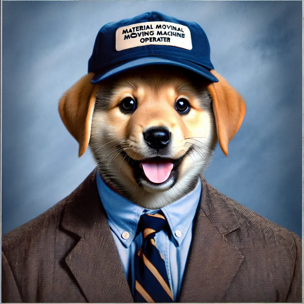 A screenshot of Free Avatar: Smiling Puppy Material Moving Machine Operator