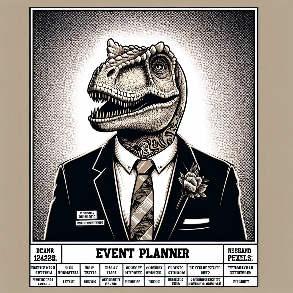 A screenshot of Free Avatar: Professional Dinosaur Event Planner Avatar