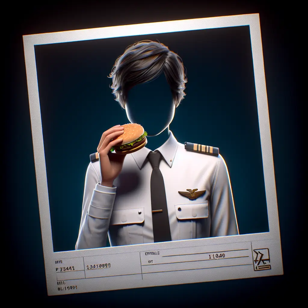 A screenshot of Free Avatar: Flight Attendant Stick Figure Eating Hamburger