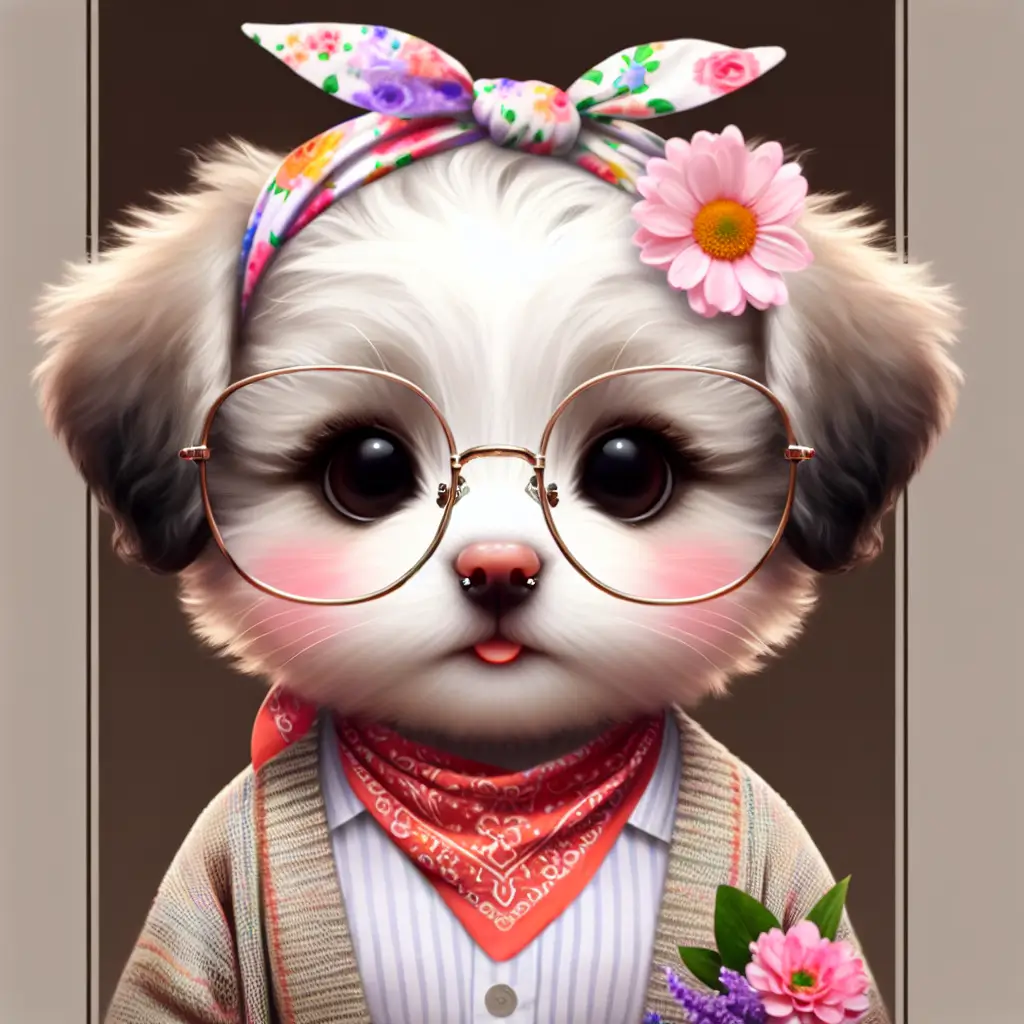 A screenshot of Free Avatar: Whimsical K-Pop Puppy Florist with Nose Piercing