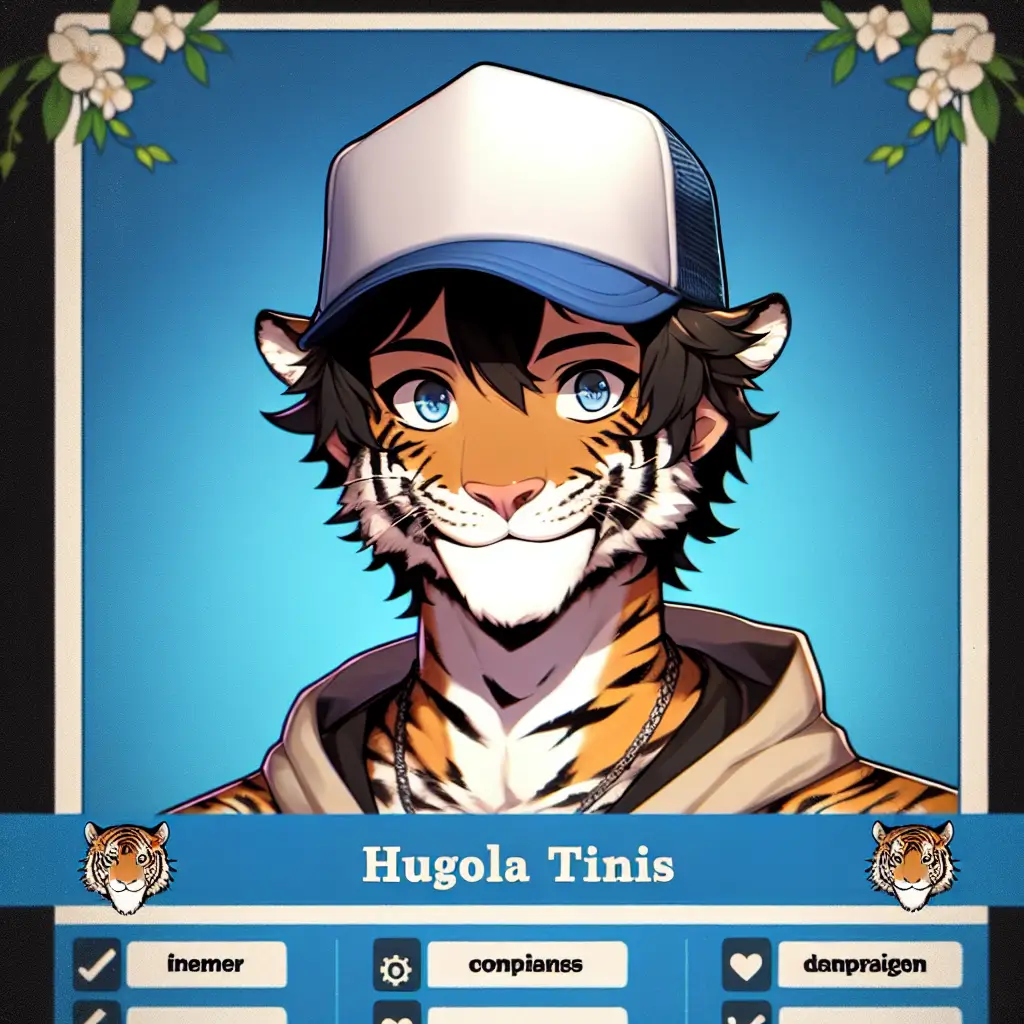 A screenshot of Free Avatar: Anime Tiger Fundraiser with Trucker Hat