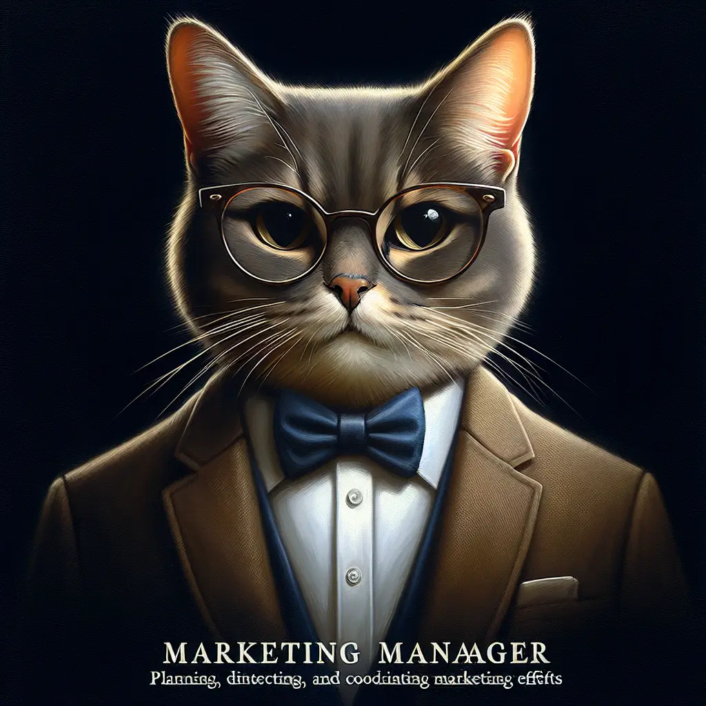 A screenshot of Free Avatar: Sophisticated Marketing Manager Cat