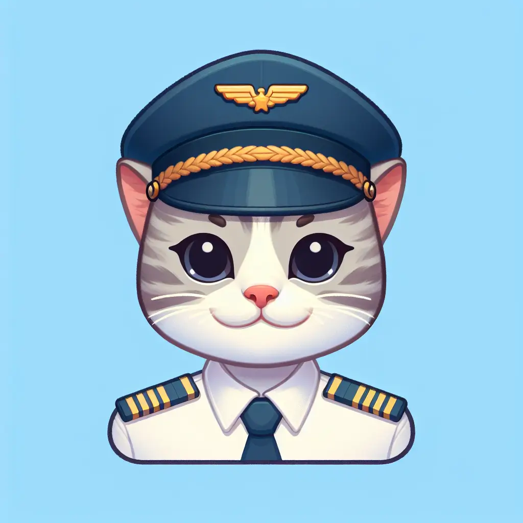 A screenshot of Free Avatar: Cat Airline Pilot AI Avatar