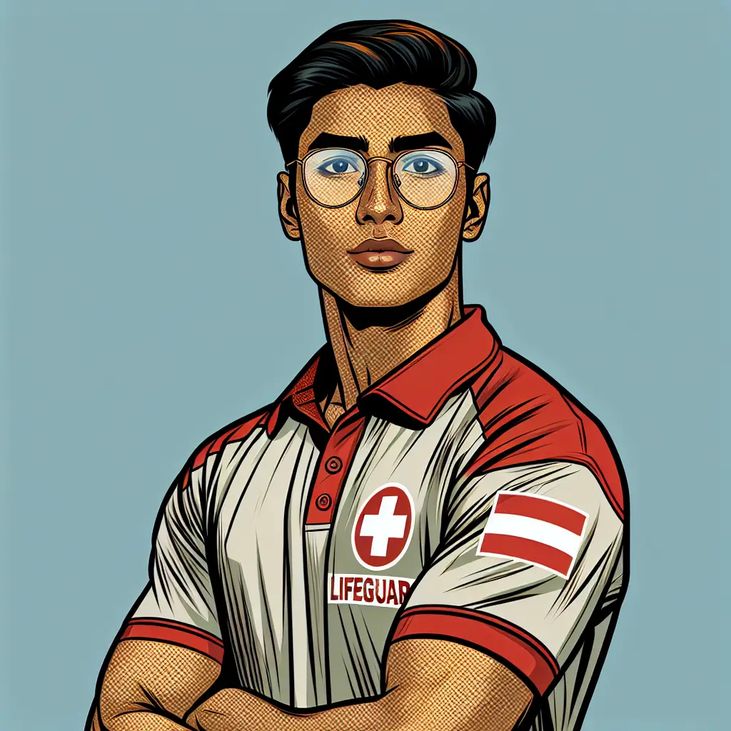 A screenshot of Free Avatar: Lifeguard Avatar of South Asian Descent with Glasses