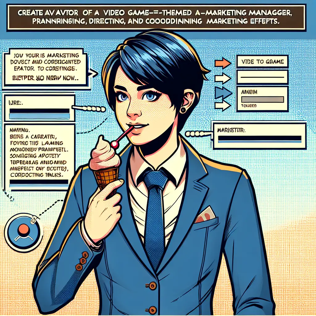 A screenshot of Free Avatar: Video Game-Themed Marketing Manager Character