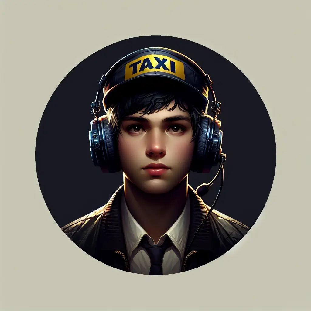 A screenshot of Free Avatar: Artsy Video Game Character Taxi Driver with Headphones