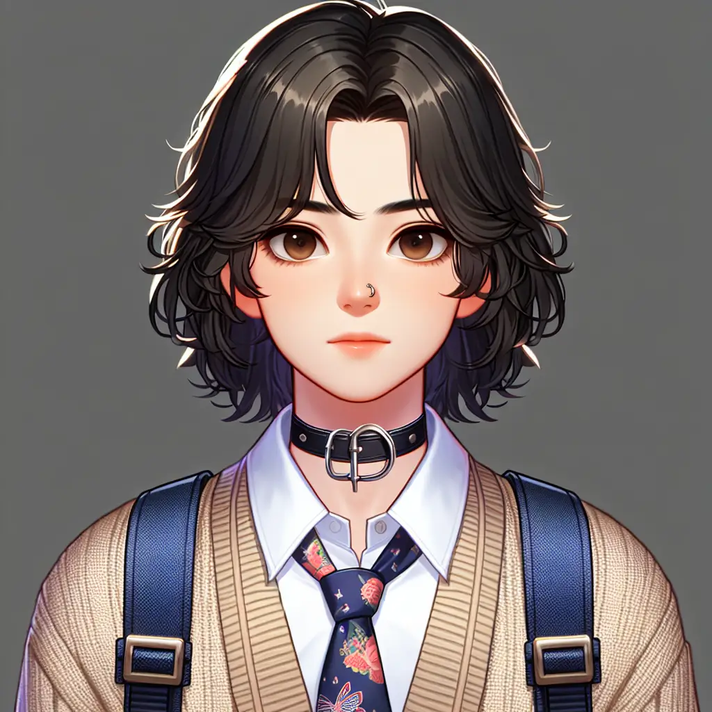 A screenshot of Free Avatar: K-pop enthusiast video game character tour guide with nose piercing