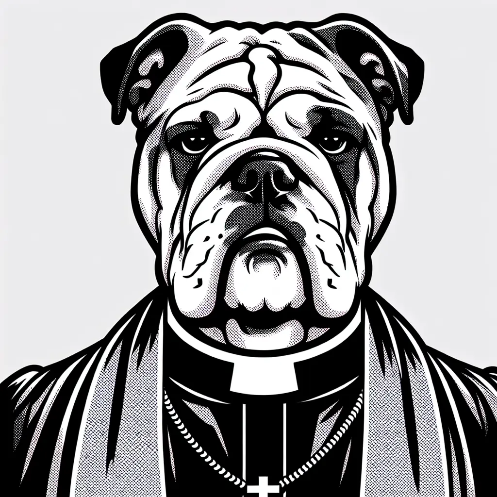 A screenshot of Free Avatar: Bulldog Clergy Member Comic Style Avatar