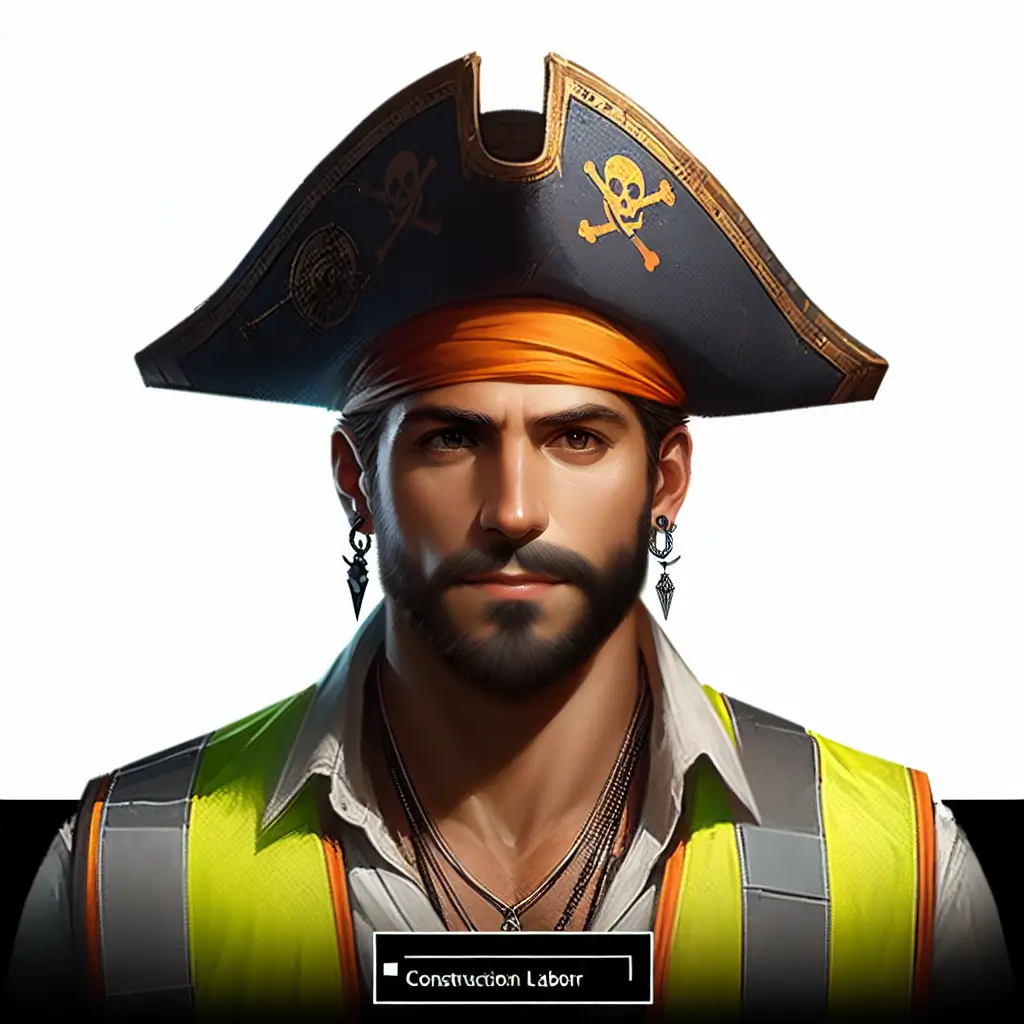 A screenshot of Free Avatar: Construction Laborer Pirate Superhero