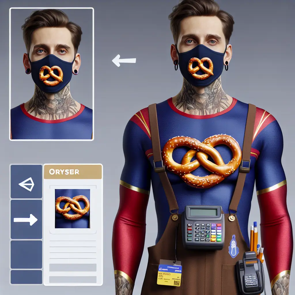 A screenshot of Free Avatar: Superhero Cashier with Pretzel Elements