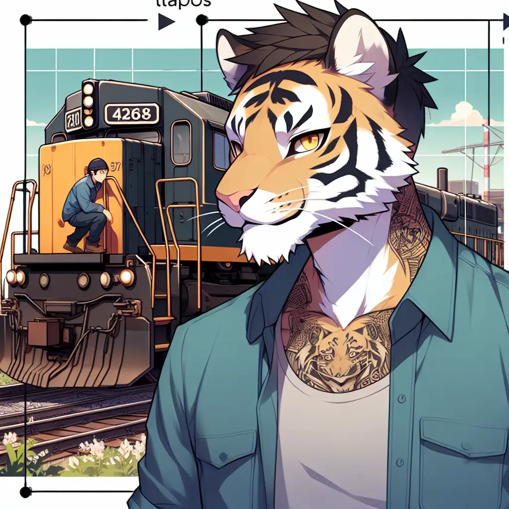 A screenshot of Free Avatar: Anime Style Tiger Railroad Worker Avatar