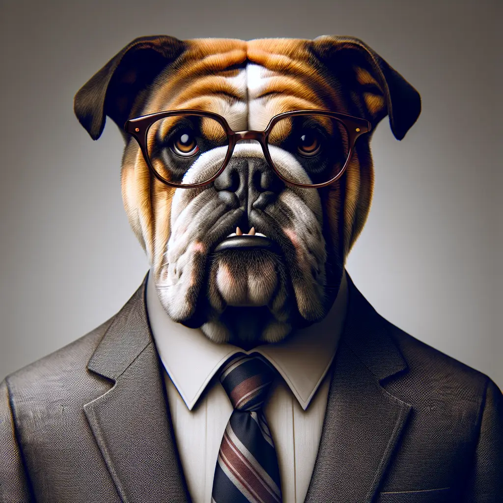 A screenshot of Free Avatar: AI-generated Bulldog Psychiatrist with Glasses