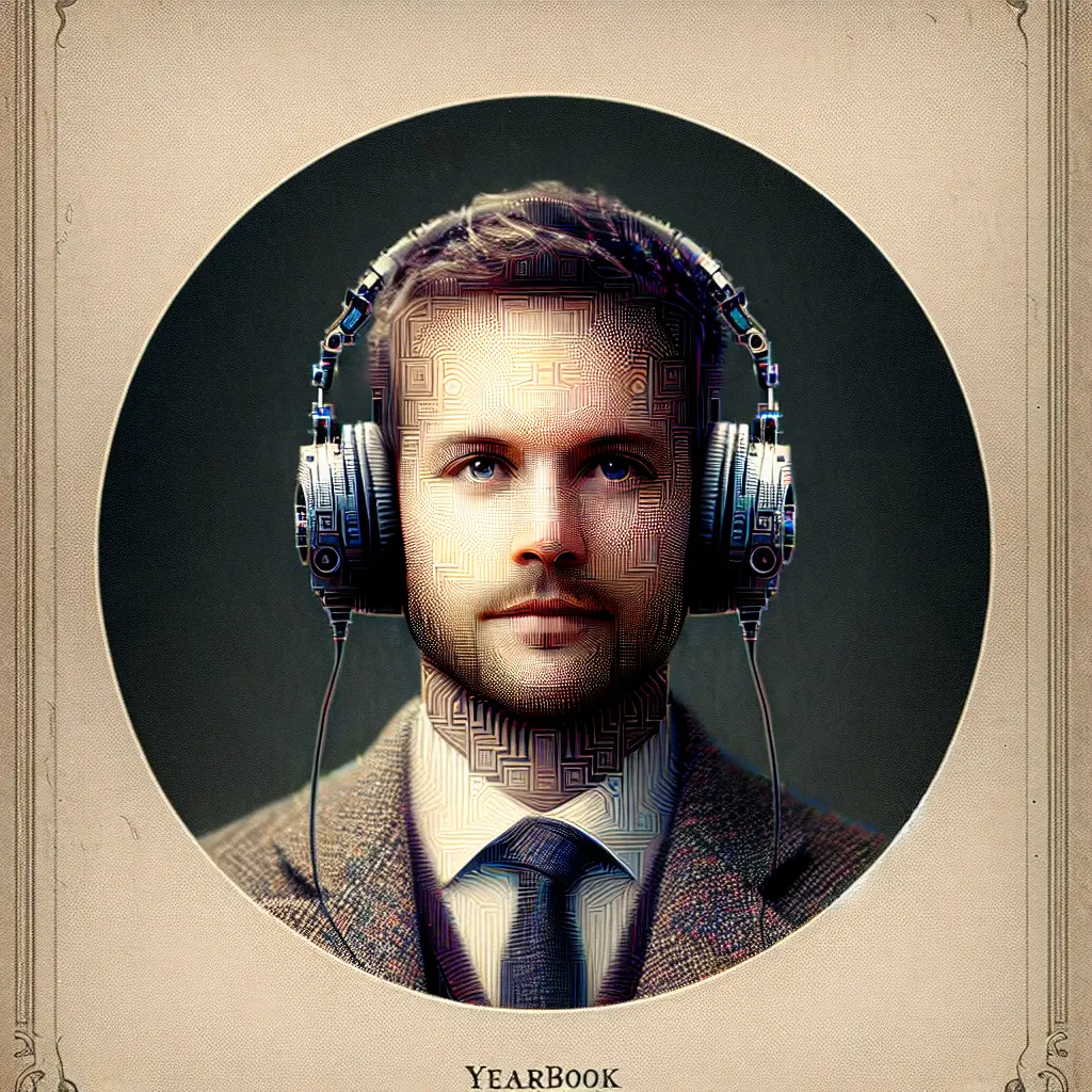 A screenshot of Free Avatar: Yearbook-Style Historian Avatar with Headphones