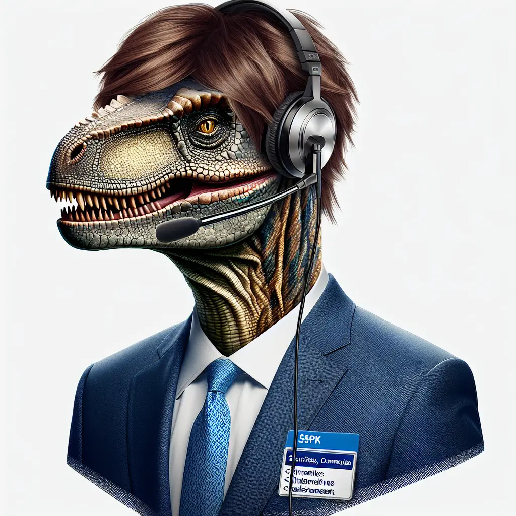 A screenshot of Free Avatar: Dinosaur Securities Sales Agent in K-pop Style