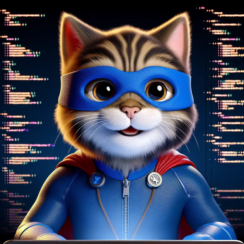 A screenshot of Free Avatar: Superhero Kitten Software Developer