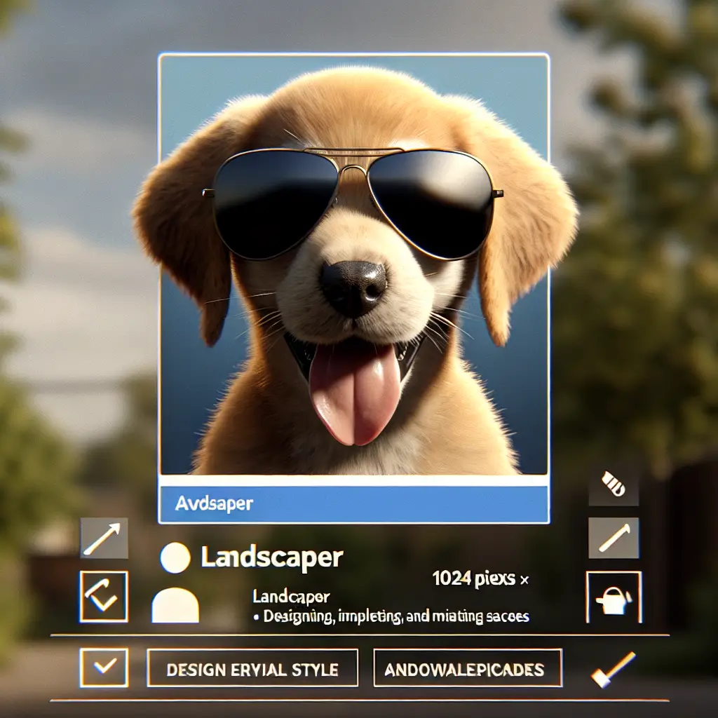 A screenshot of Free Avatar: Cinematic Style Puppy Landscaper with Sunglasses