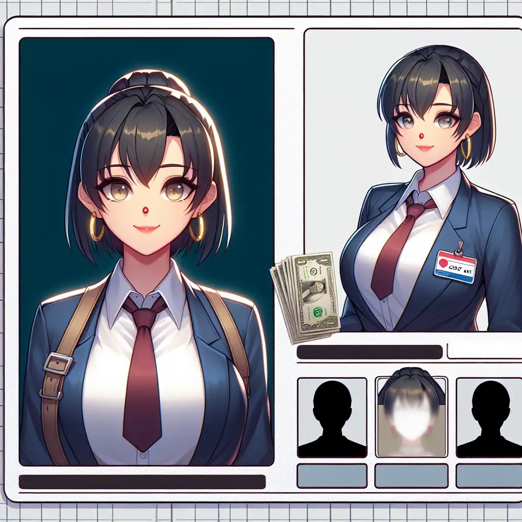 A screenshot of Free Avatar: Anime-Style Cashier Video Game Character