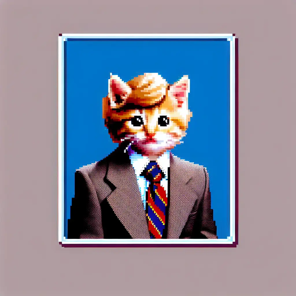 A screenshot of Free Avatar: 8-Bit Pixel Art Kitten Telemarketer