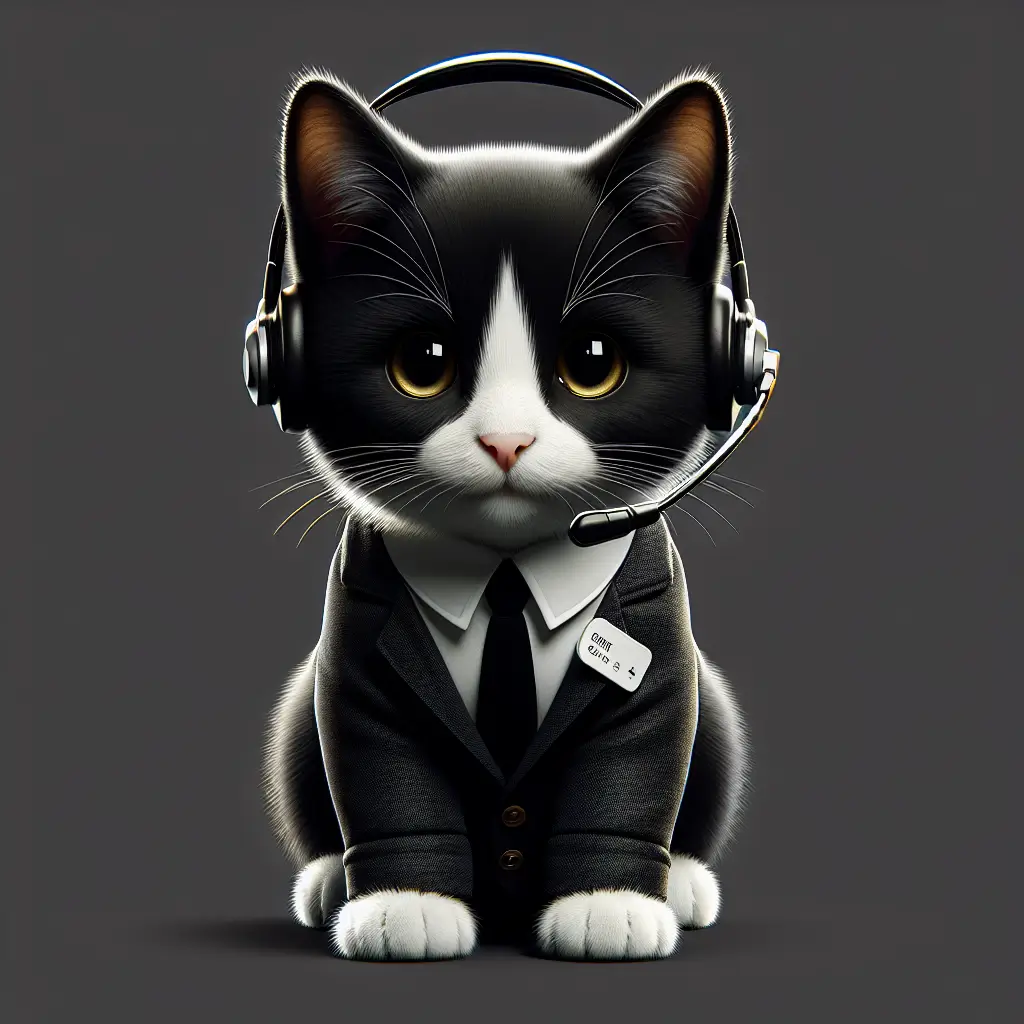 A screenshot of Free Avatar: Financial Sales Agent Kitten with Headphones