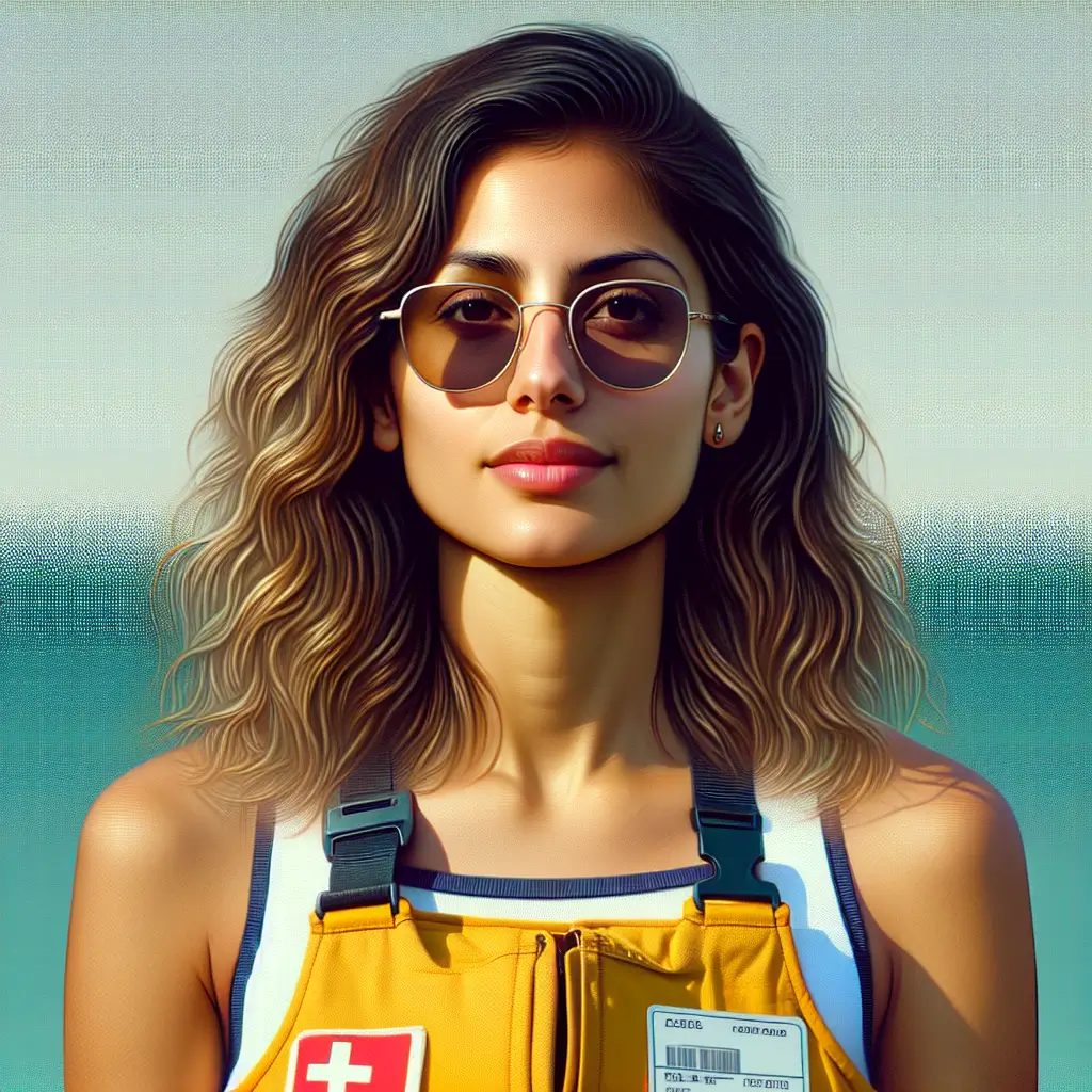 A screenshot of Free Avatar: Hispanic Lifeguard Woman with Sunglasses