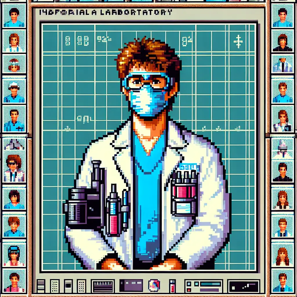 A screenshot of Free Avatar: Pixel Art Style Clinical Laboratory Technician