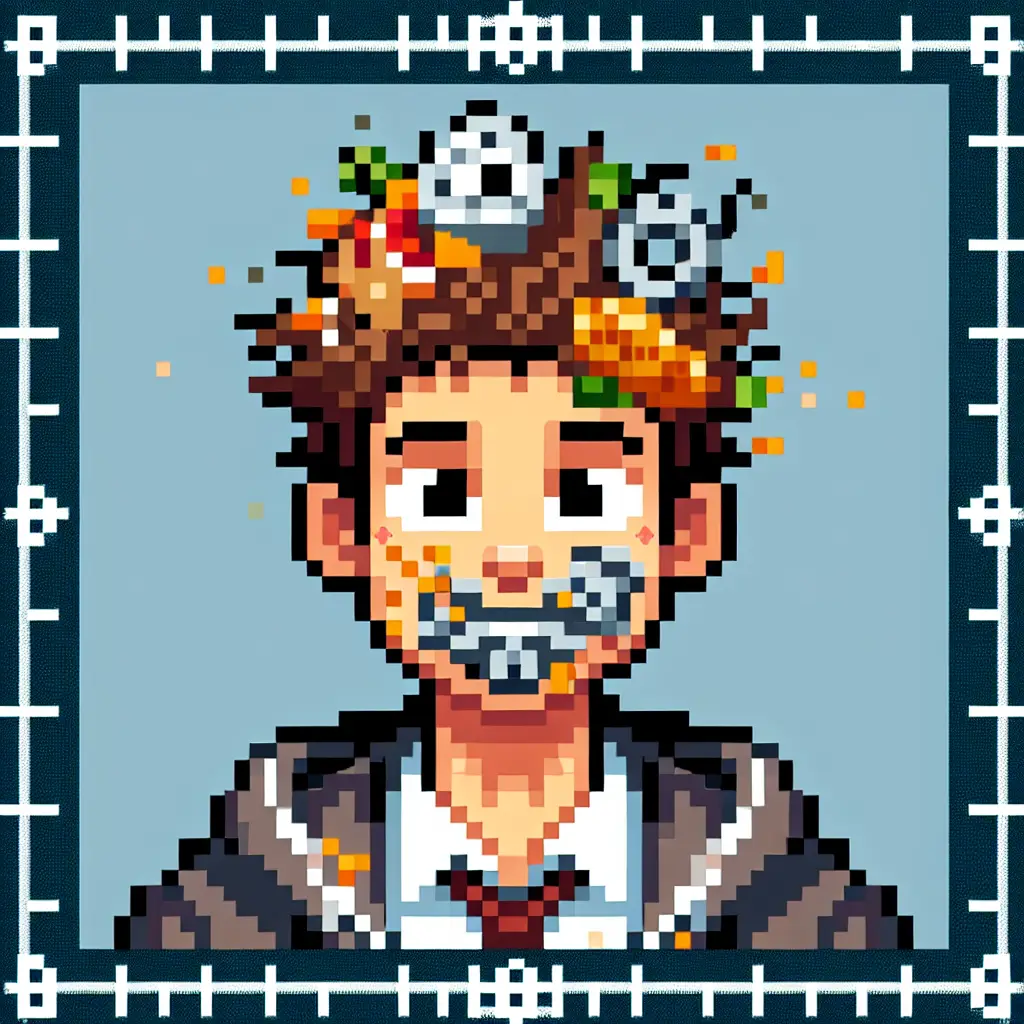 A screenshot of Free Avatar: Mechanical Engineer Teenager 8-bit Pixel Art Style