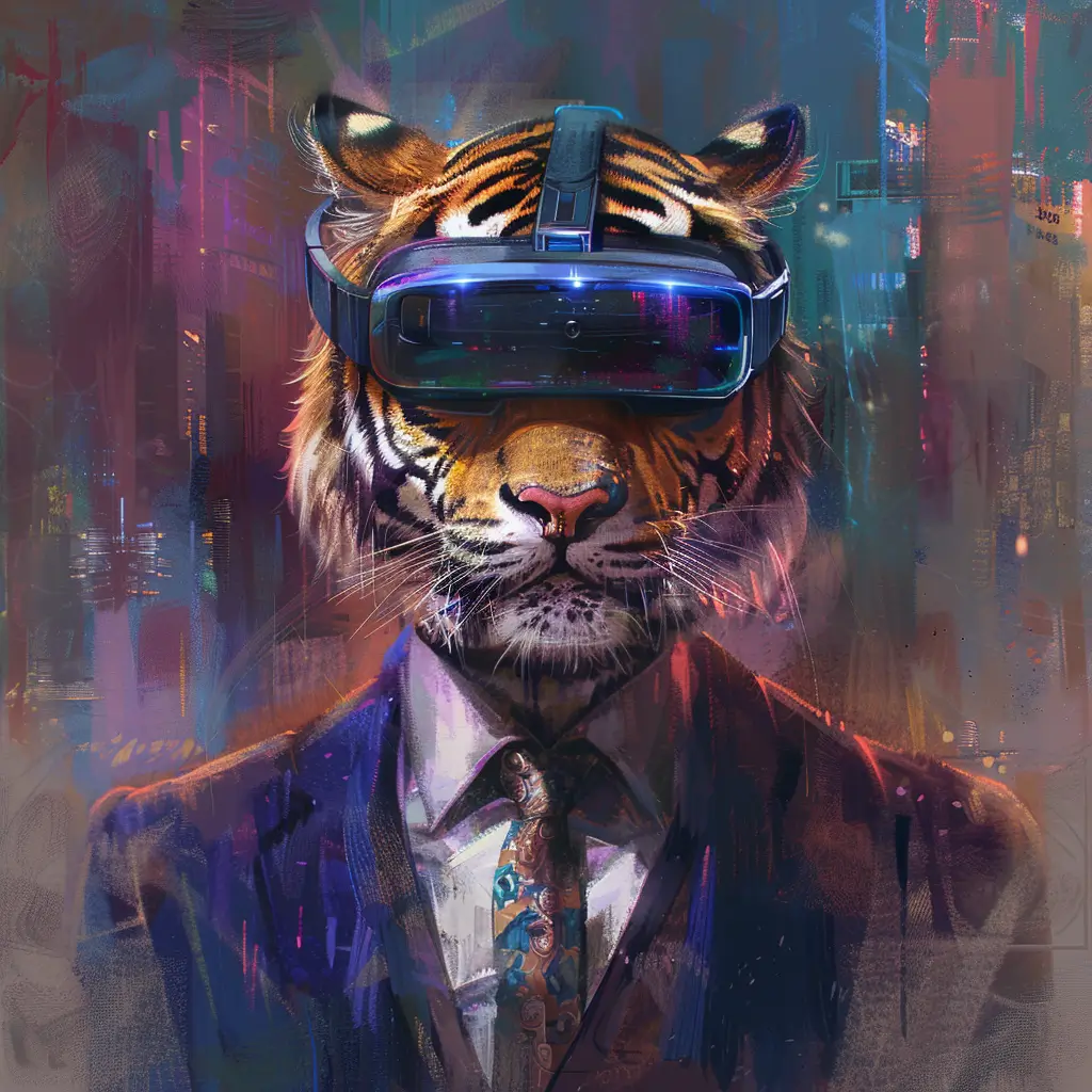 A screenshot of Free Avatar: Tiger Retail Store Manager with VR Headset