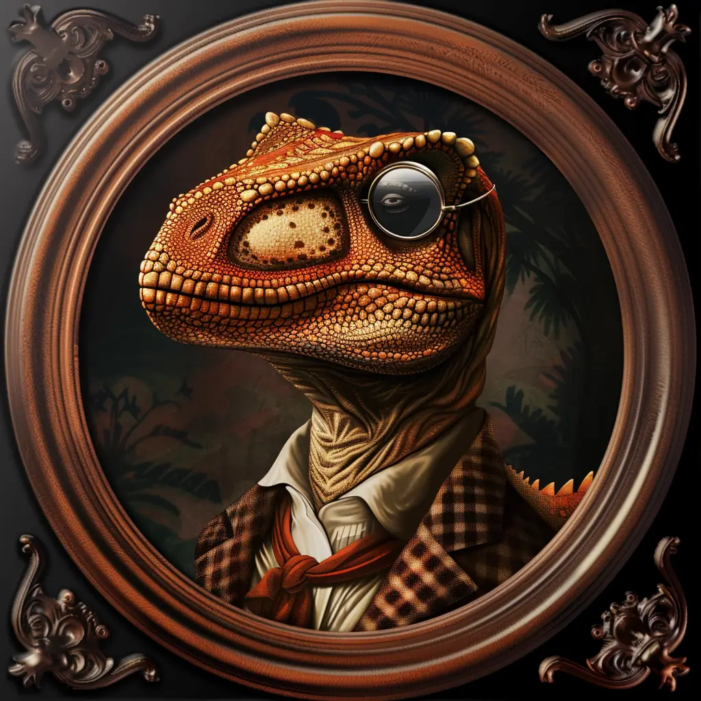 A screenshot of Free Avatar: Dinosaur Database Administrator in Magic Mirror Style