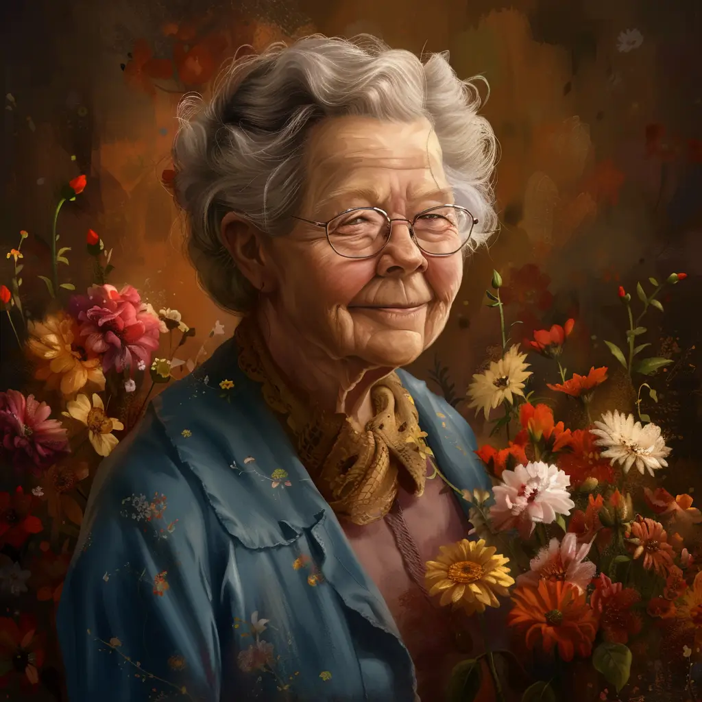 A screenshot of Free Avatar: Elderly Florist AI Avatar