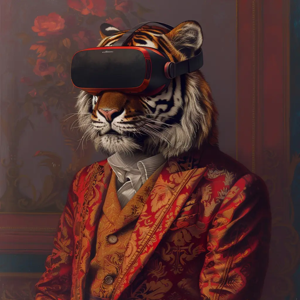 A screenshot of Free Avatar: Tiger Retail Store Manager with VR Headset