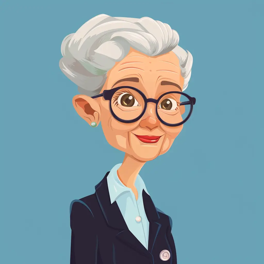 A screenshot of Free Avatar: Elderly Woman IT Manager Cartoon Style