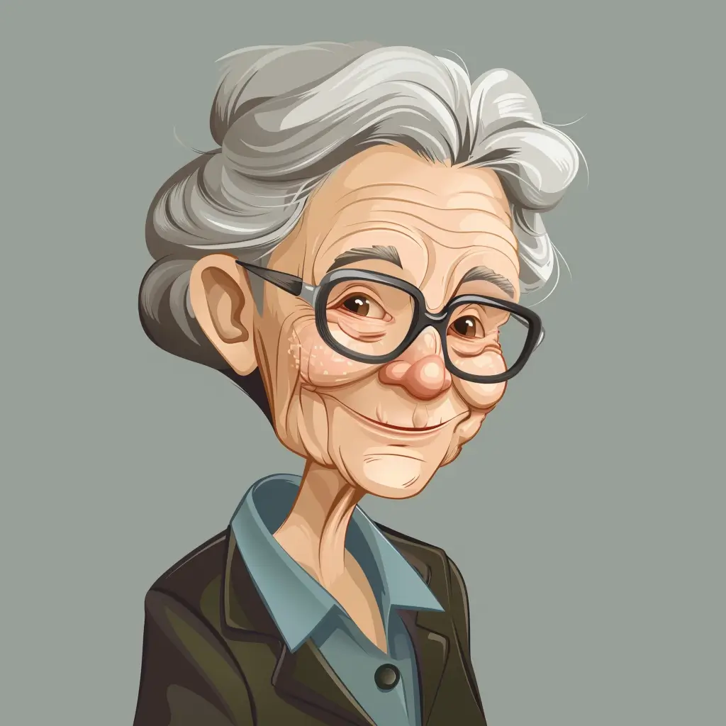 A screenshot of Free Avatar: Elderly Woman IT Manager Cartoon Style