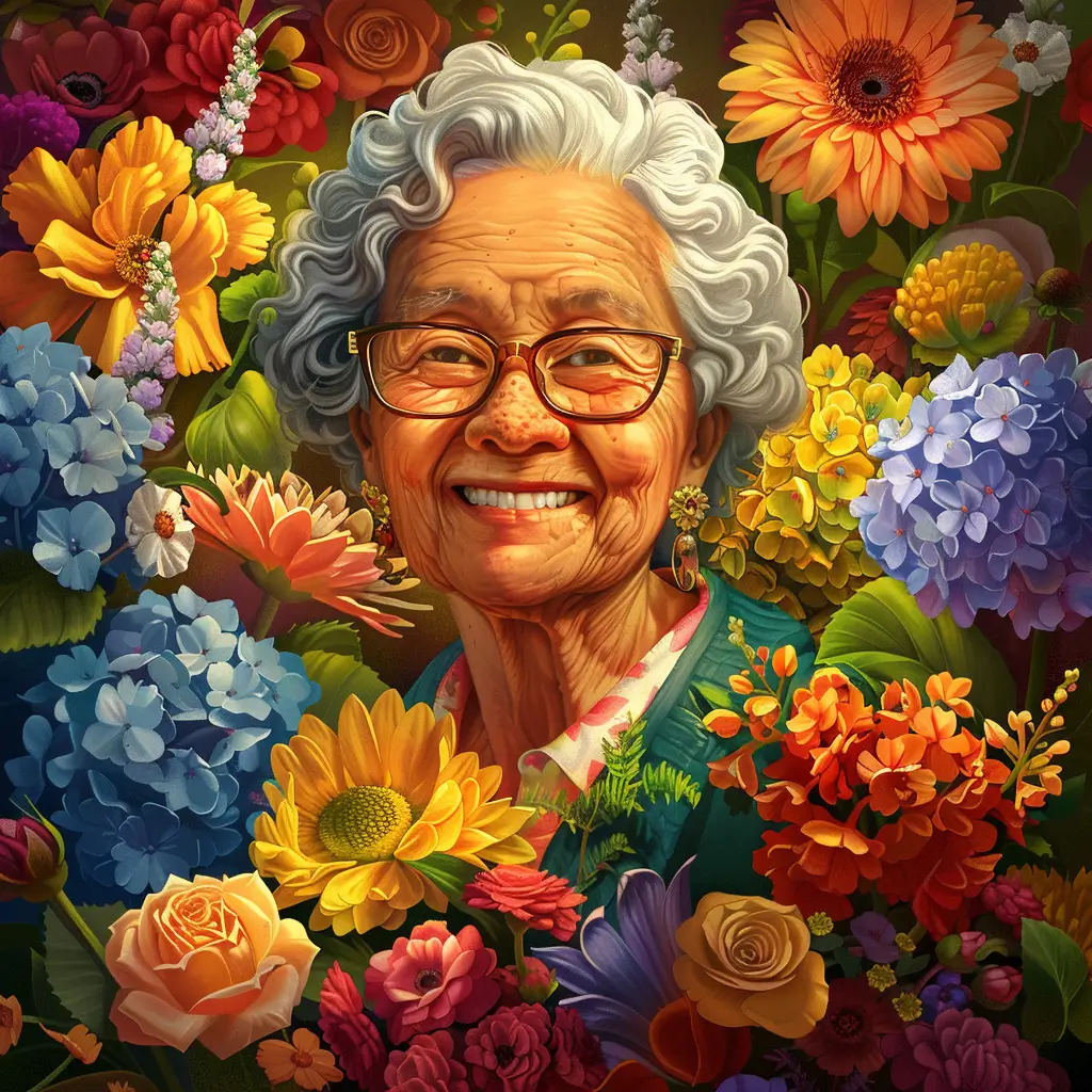 A screenshot of Free Avatar: Elderly Florist AI Avatar