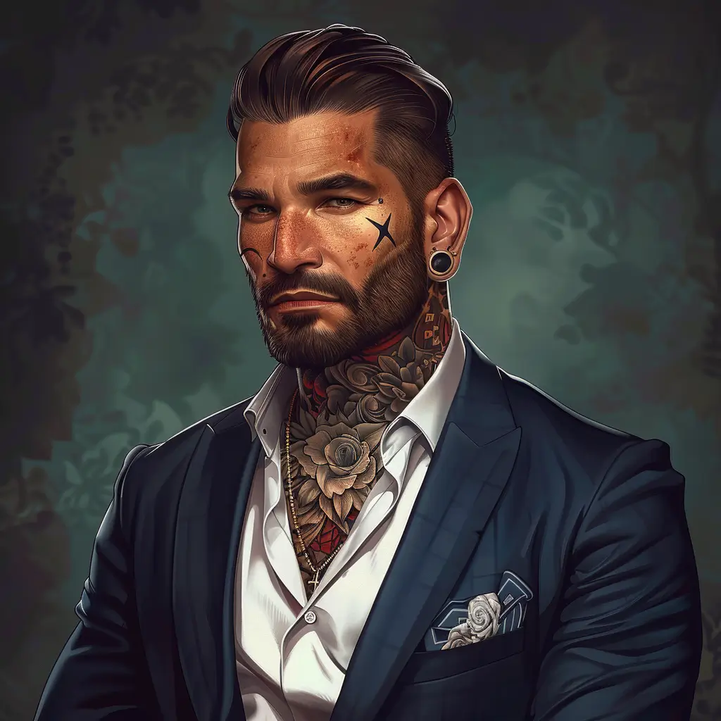 A screenshot of Free Avatar: Real Estate Agent with Tattoos