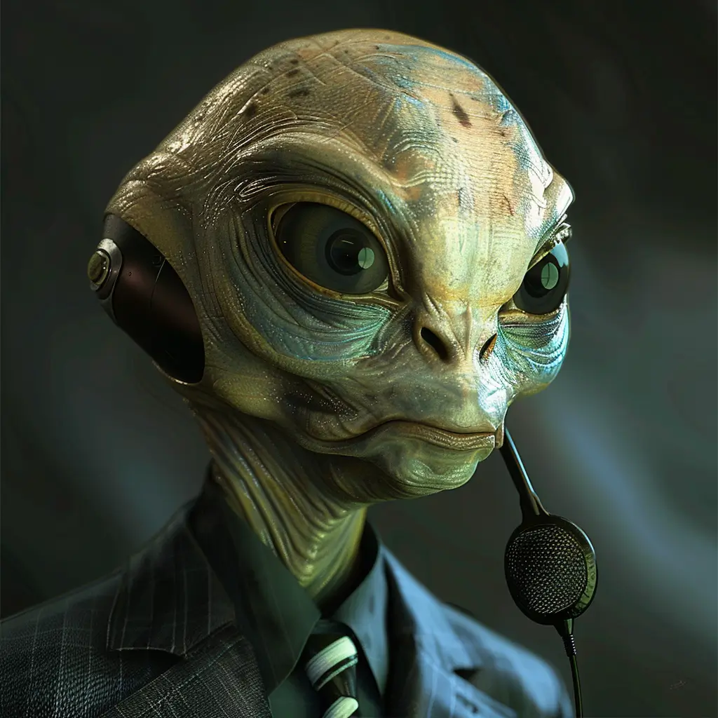 A screenshot of Free Avatar: Alien Logistician with Headworn Microphone