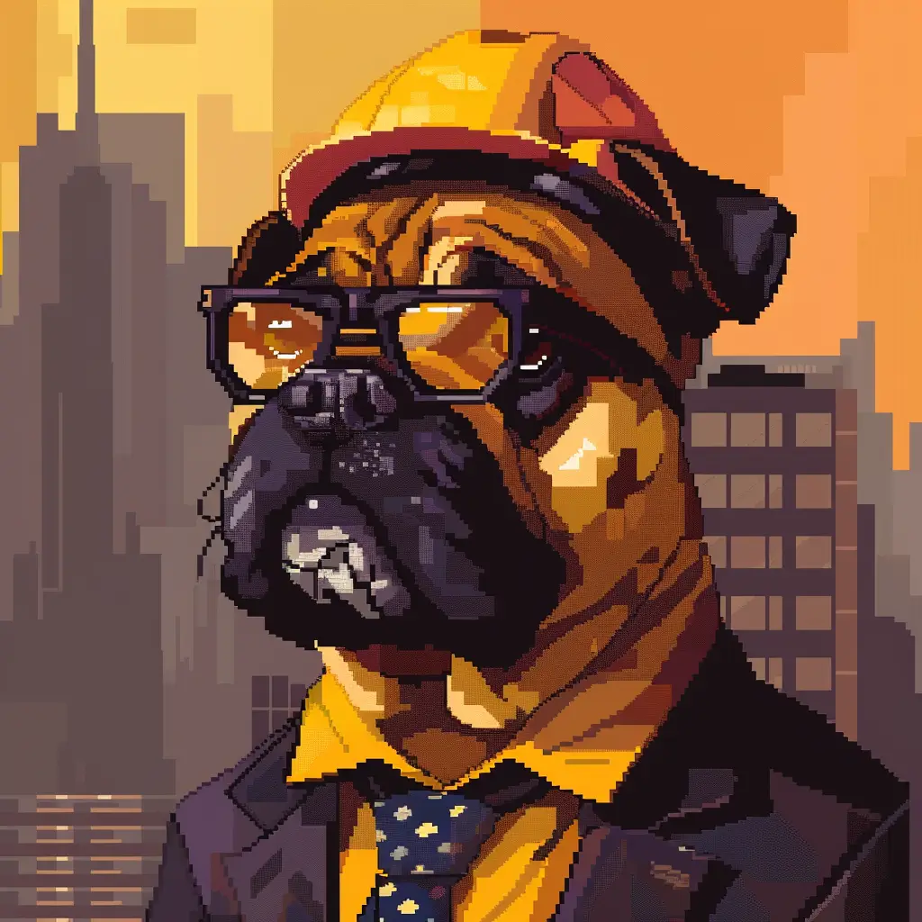 A screenshot of Free Avatar: Bulldog Civil Engineer in 8-bit Pixel Style