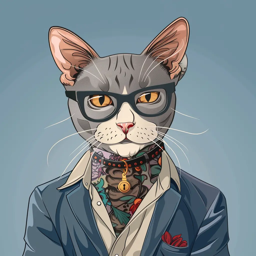 A screenshot of Free Avatar: Cat Printer with Tattoos Cartoon Style