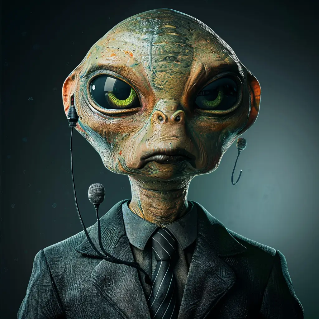 A screenshot of Free Avatar: Alien Logistician with Headworn Microphone