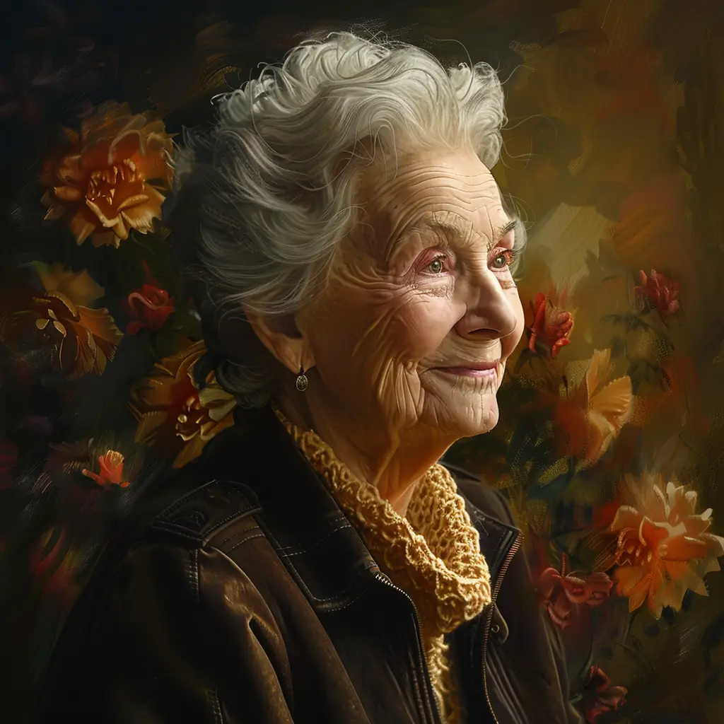 A screenshot of Free Avatar: Elderly Florist AI Avatar