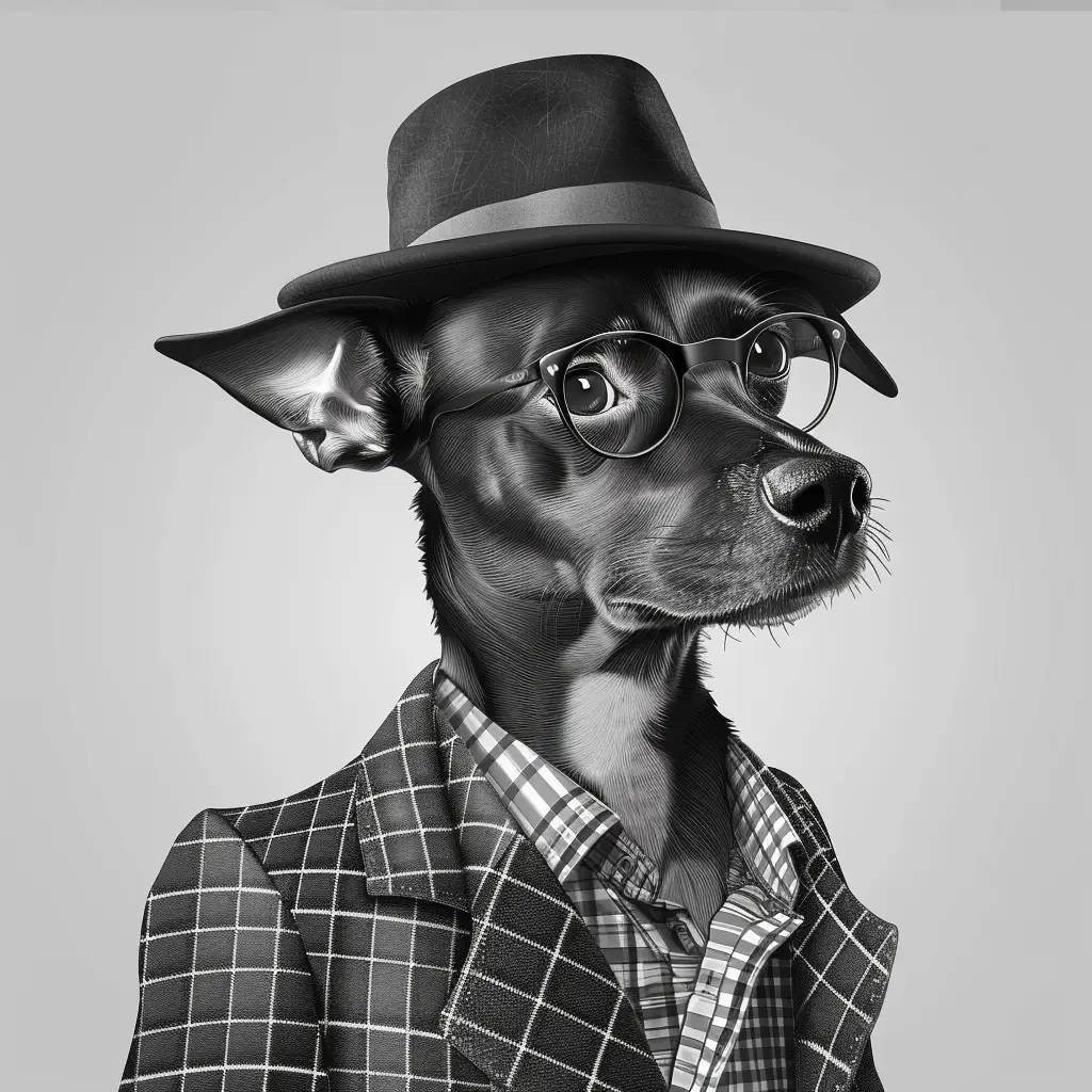 A screenshot of Free Avatar: Dog Financial Analyst with Trucker Hat