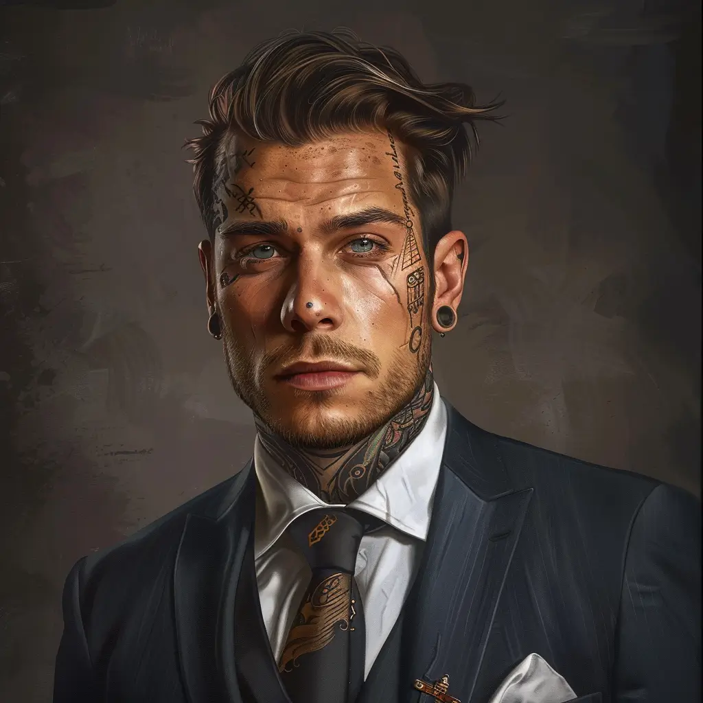 A screenshot of Free Avatar: Real Estate Agent with Tattoos