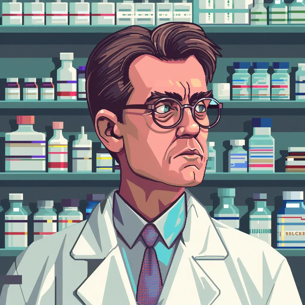 A screenshot of Free Avatar: Pharmacist in 8-bit Pixel Style