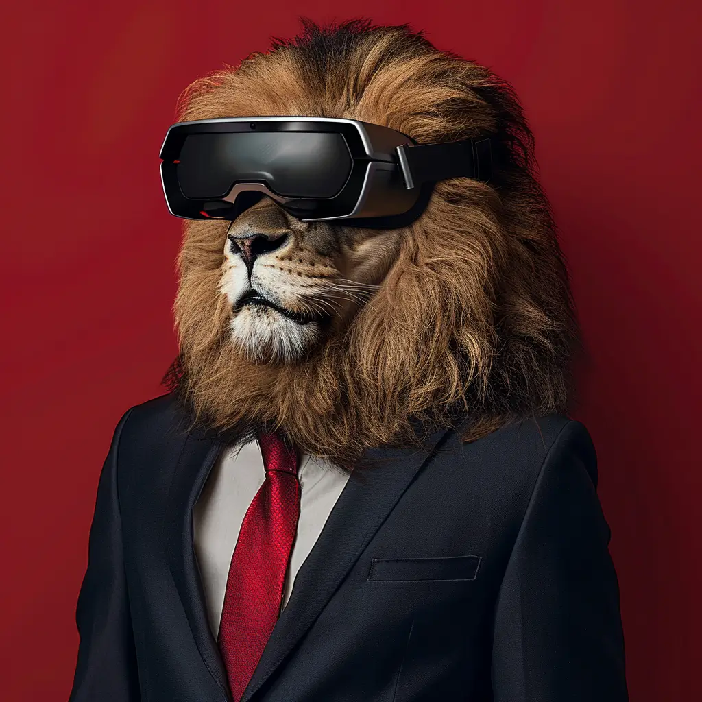 A screenshot of Free Avatar: AI Generated High School Yearbook Style Lion Salesperson Avatar