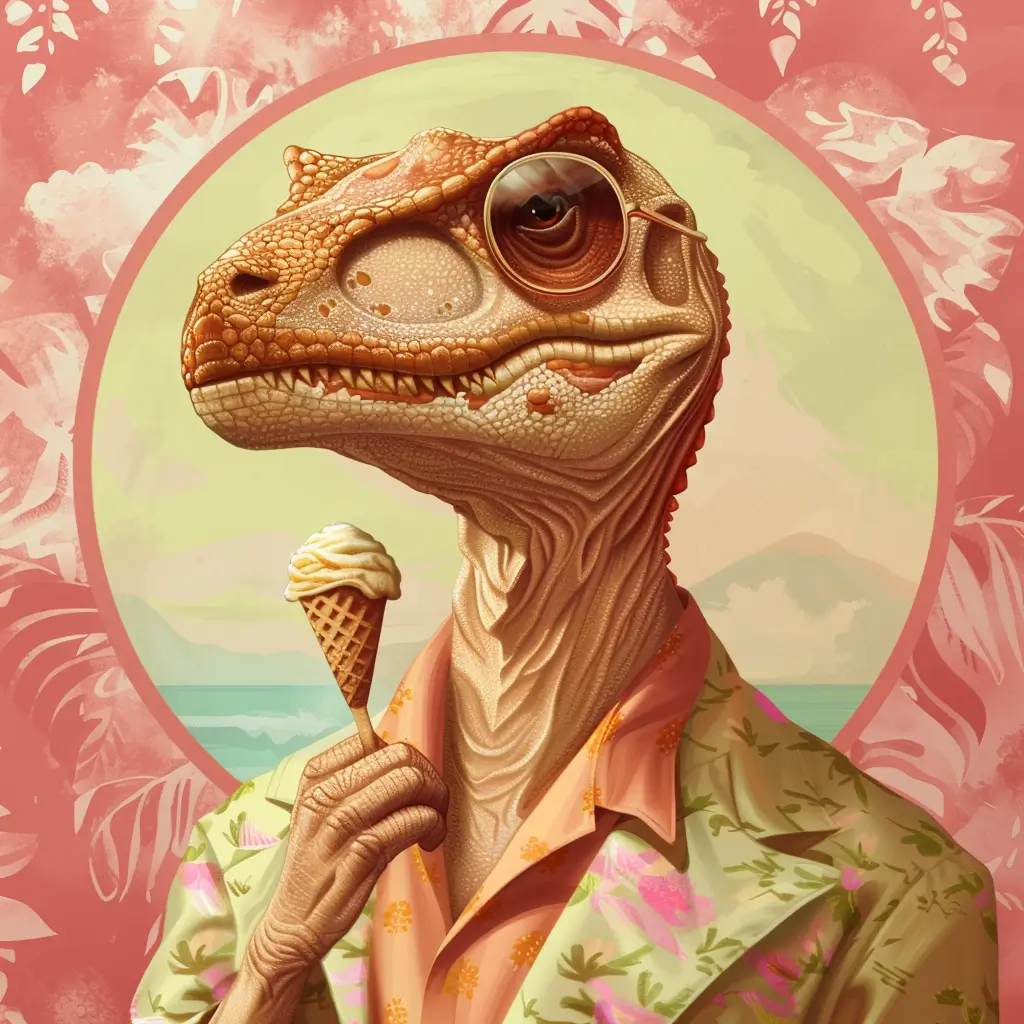 A screenshot of Free Avatar: Dinosaur Tour Guide Eating Ice Cream