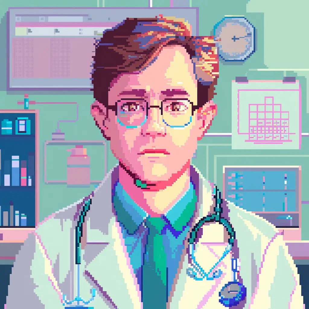 A screenshot of Free Avatar: Pharmacist 8-bit Pixel Style