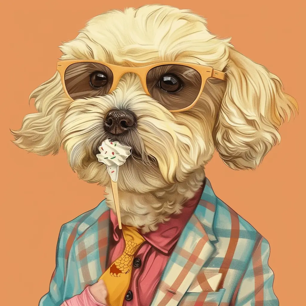 A screenshot of Free Avatar: Travel Agent Puppy with Ice Cream