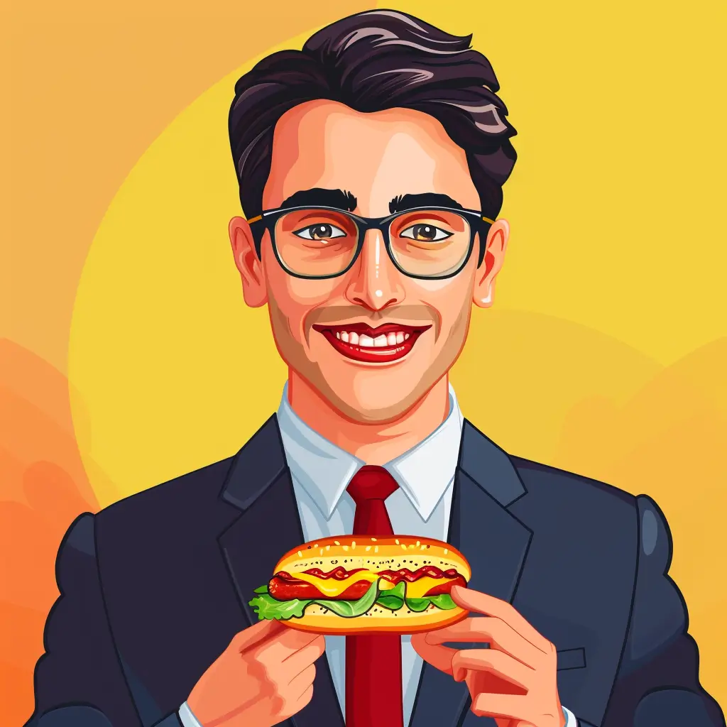 A screenshot of Free Avatar: HR Specialist Eating Hotdog