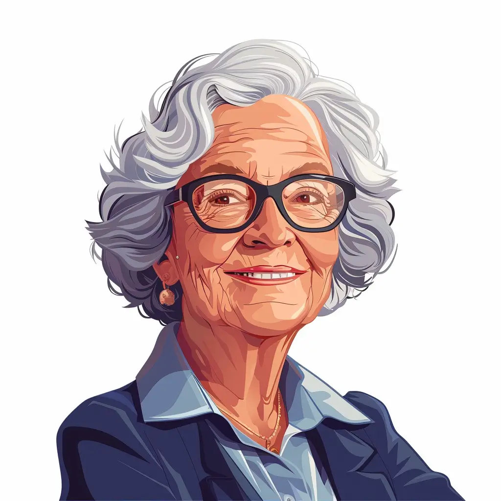 A screenshot of Free Avatar: Elderly Woman IT Manager Cartoon Style